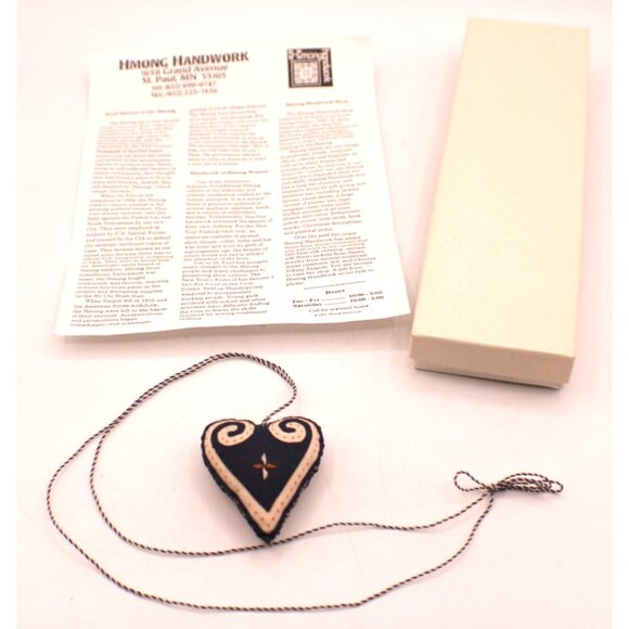 Hmong Handwork Jewelry - Hmong Handwork Heart Necklace Textile Art Spiritual Beliefs History Handmade